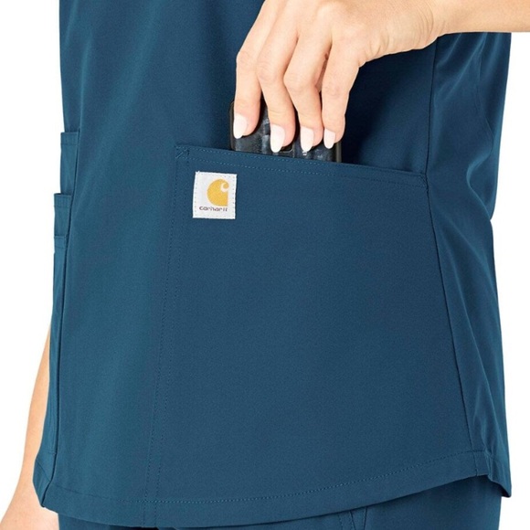 CARHARTT Force Essentials V-Neck Scrub Top in Caribbean Blue - Picture 4 of 10